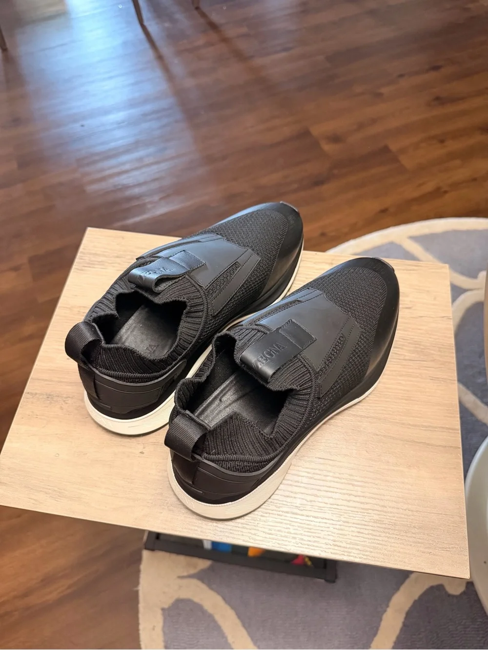 Men's Black Knit Slip-On Sneakers
